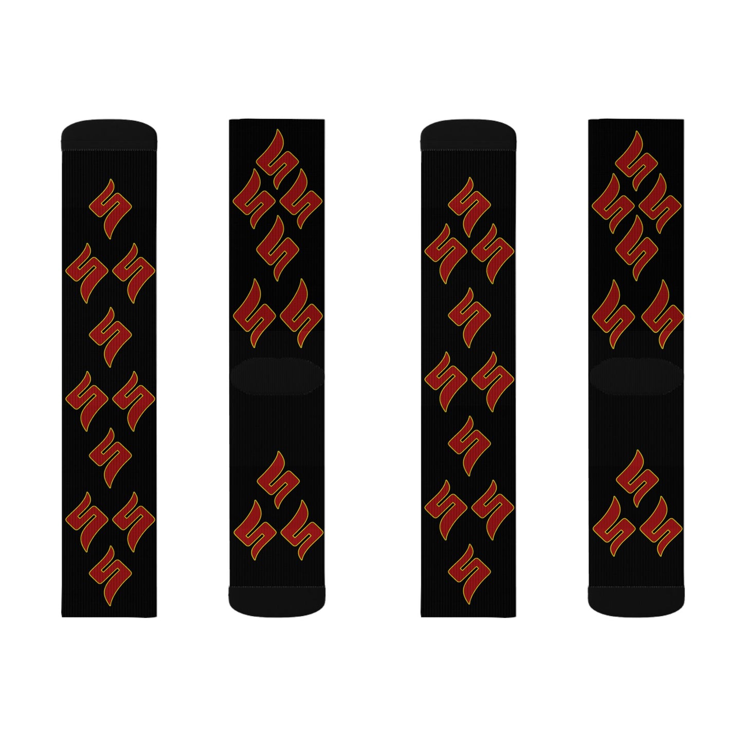 Shuli Network “S” Socks— Bold All-Over Print Crew Socks