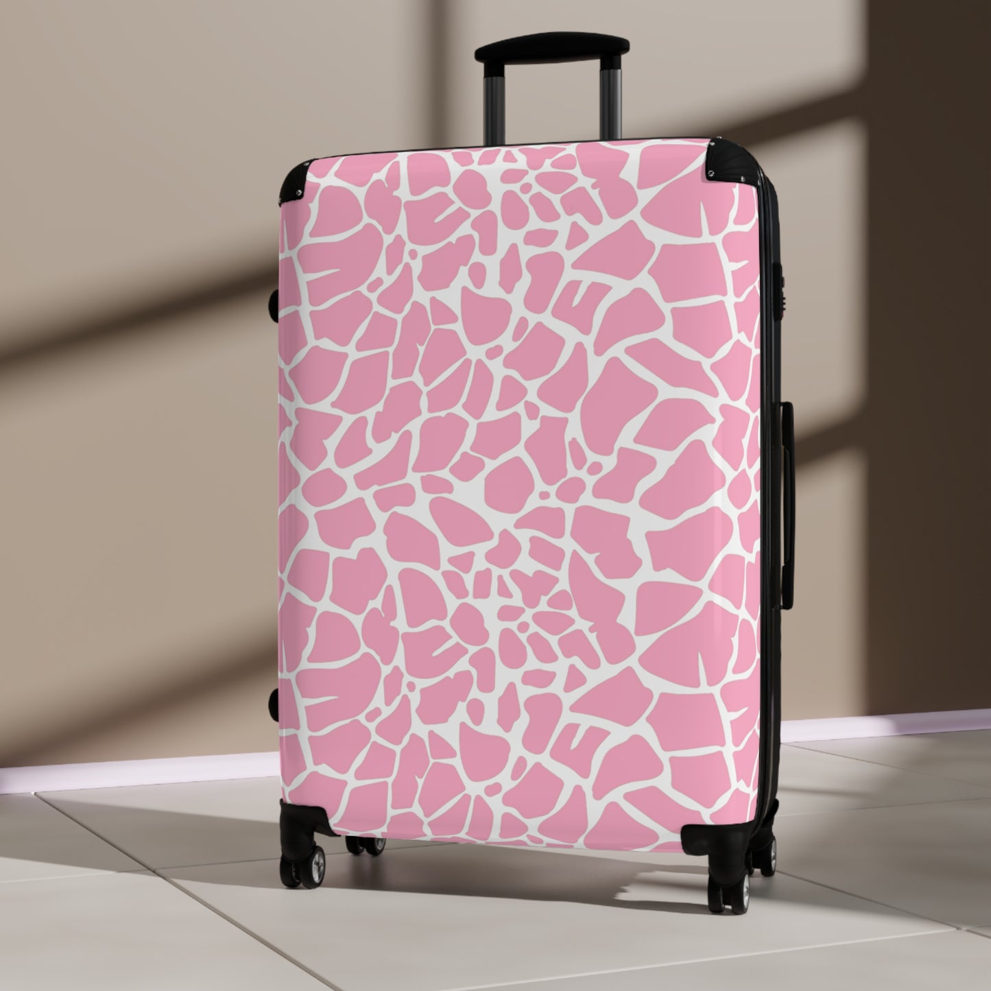 Pink Giraffe Print Suitcase