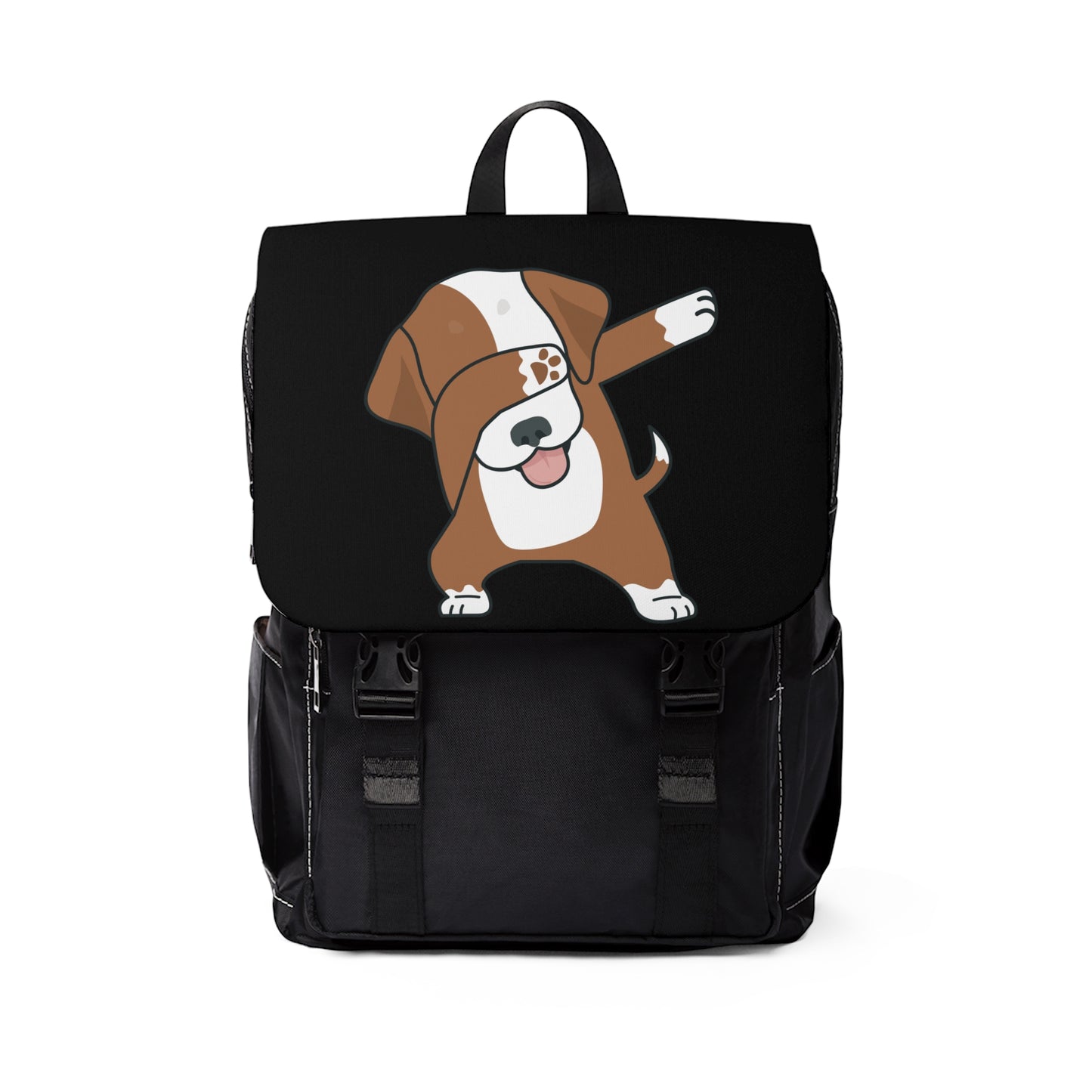 Cute Little Brown Puppy Dabbing Back to School Unisex Casual Shoulder Backpack