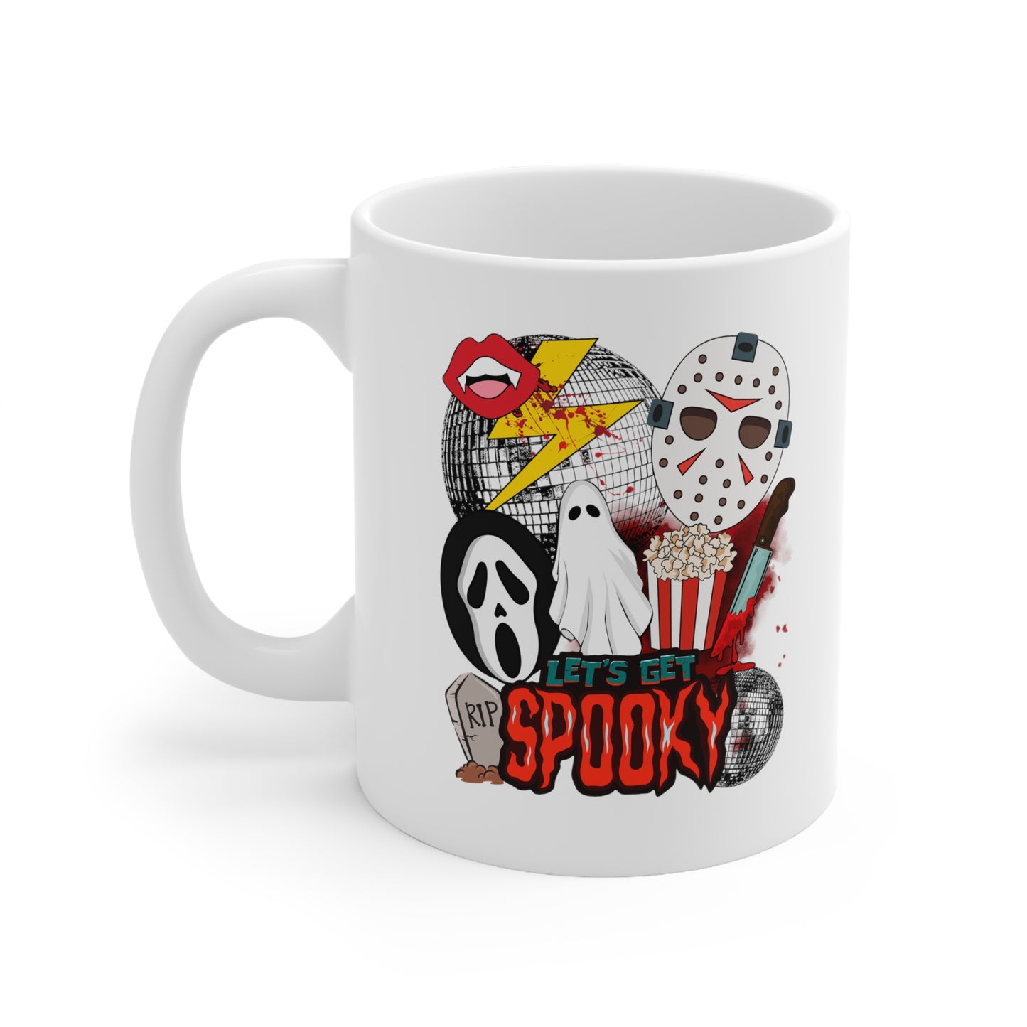 Let's Get Spooky Ghostface, Jason, ghosts Halloween Ceramic 11oz Mug 11oz Gifts for her Gifts for him