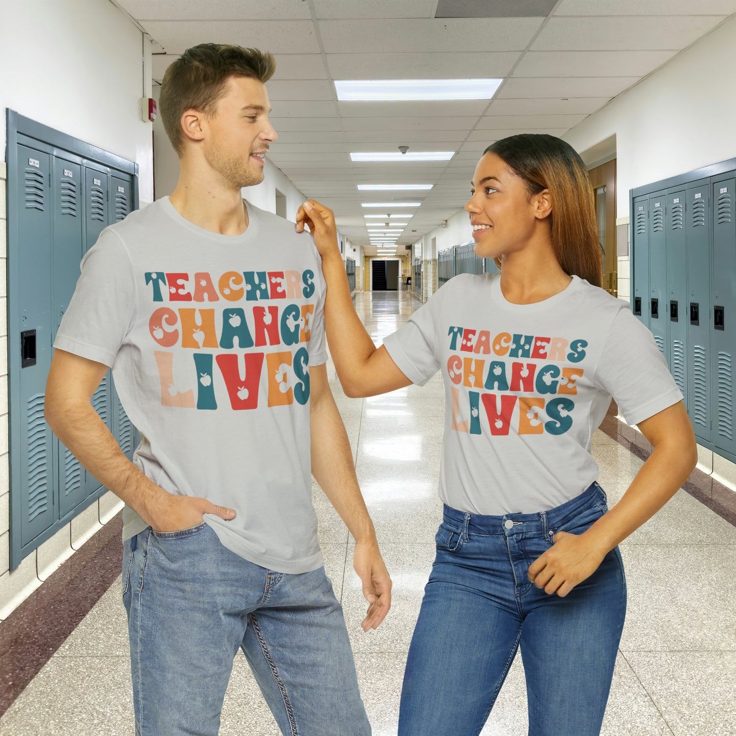 Colorful Teachers Change Lives Back to School Unisex Jersey Short Sleeve Tee Gifts for him, Gifts for Her