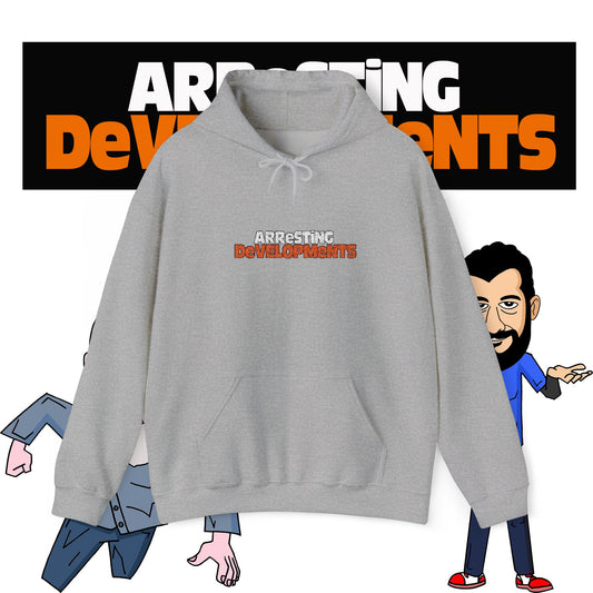 Arresting Developments Chaos Embroidered Hoodie – Official Podcast Merch for True Crime & Dabbleverse Fans Unisex Heavy Blend™ Hooded Sweatshirt
