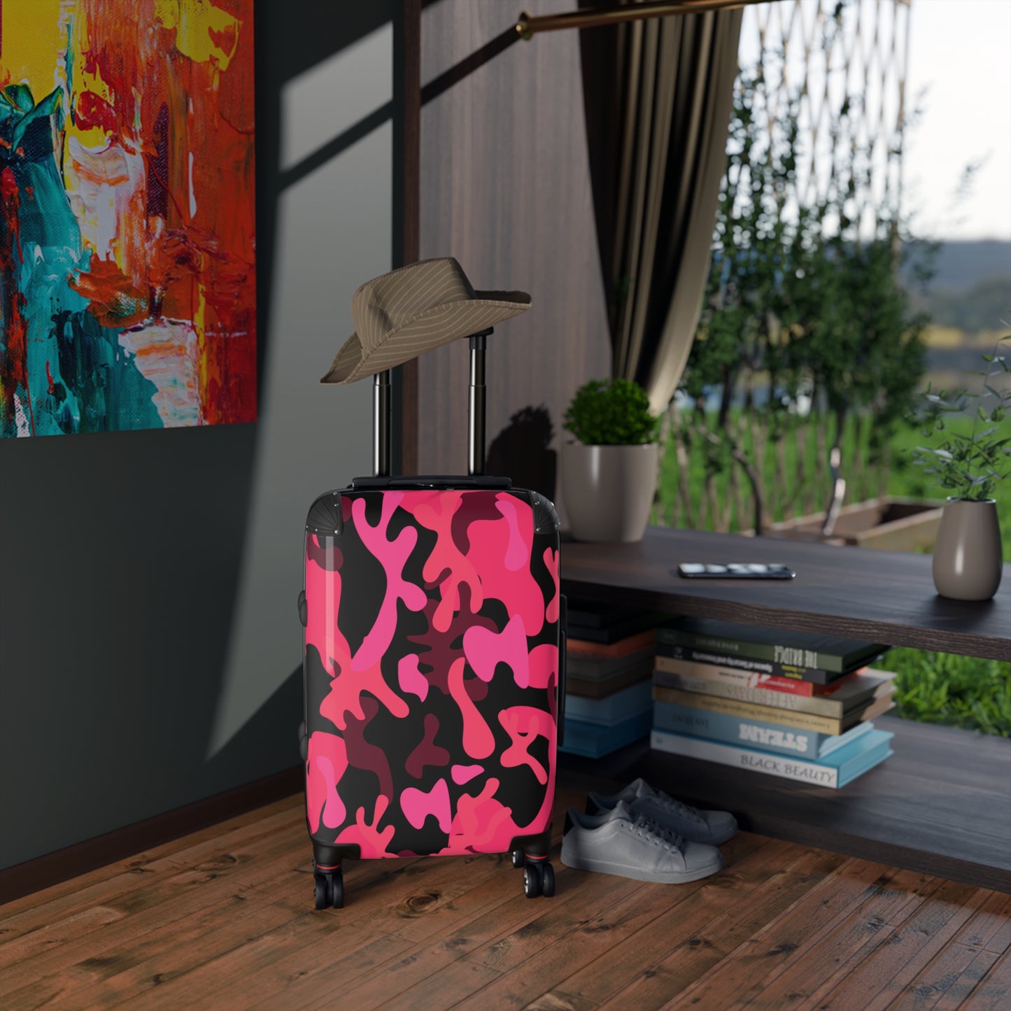 Colorful Pink Camo Suitcase