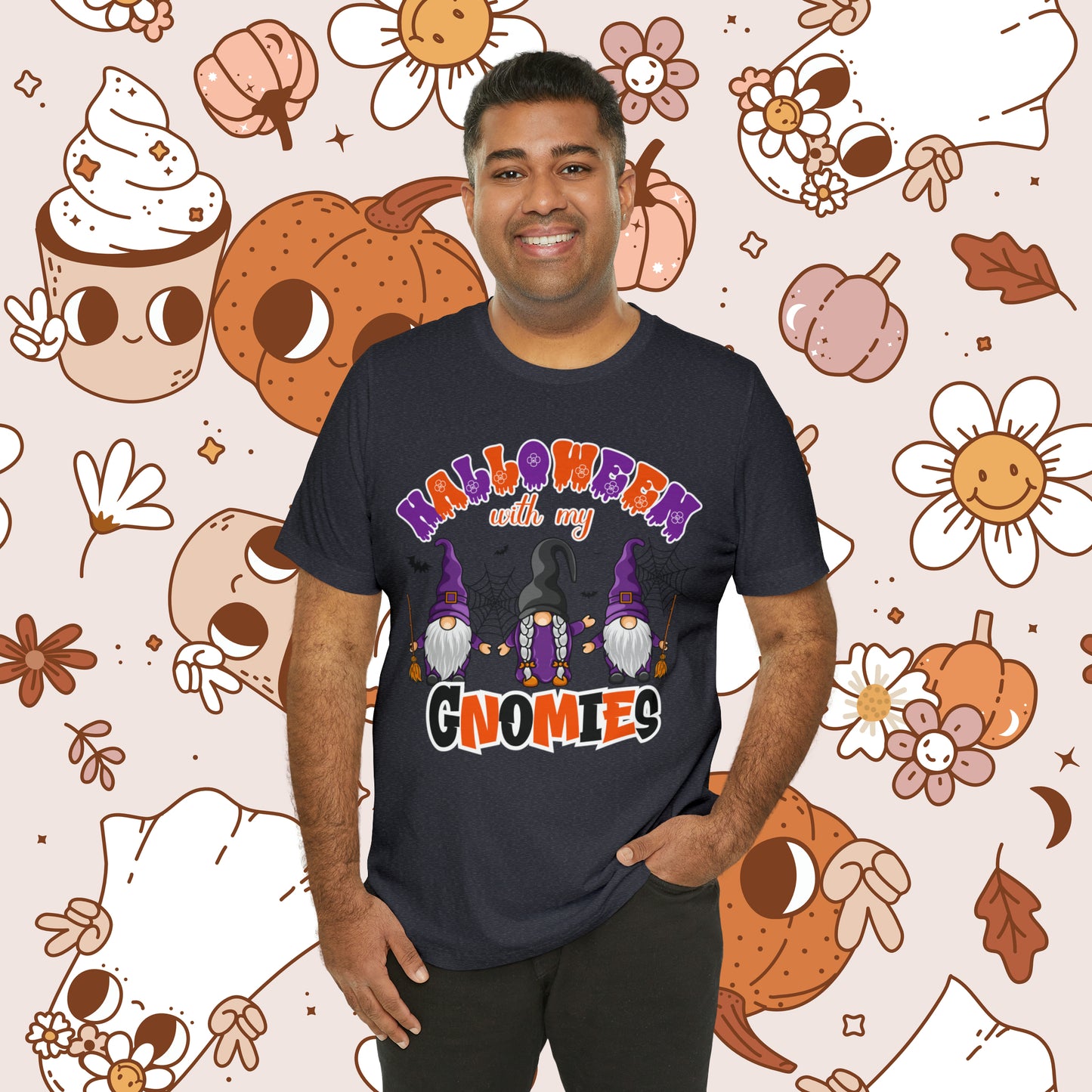 Halloween with my Gnomies Unisex Jersey Short Sleeve Tee Gifts for Him Gifts for Her