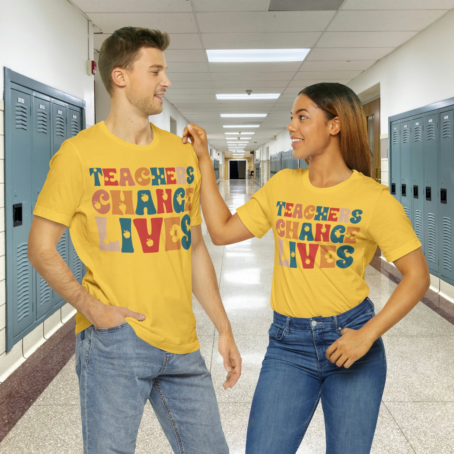 Colorful Teachers Change Lives Back to School Unisex Jersey Short Sleeve Tee Gifts for him, Gifts for Her