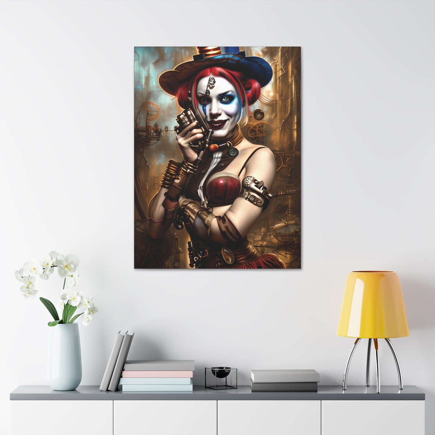 Hyper Realistic Steampunk Harley Quinn Canvas Stretched, 1.5''