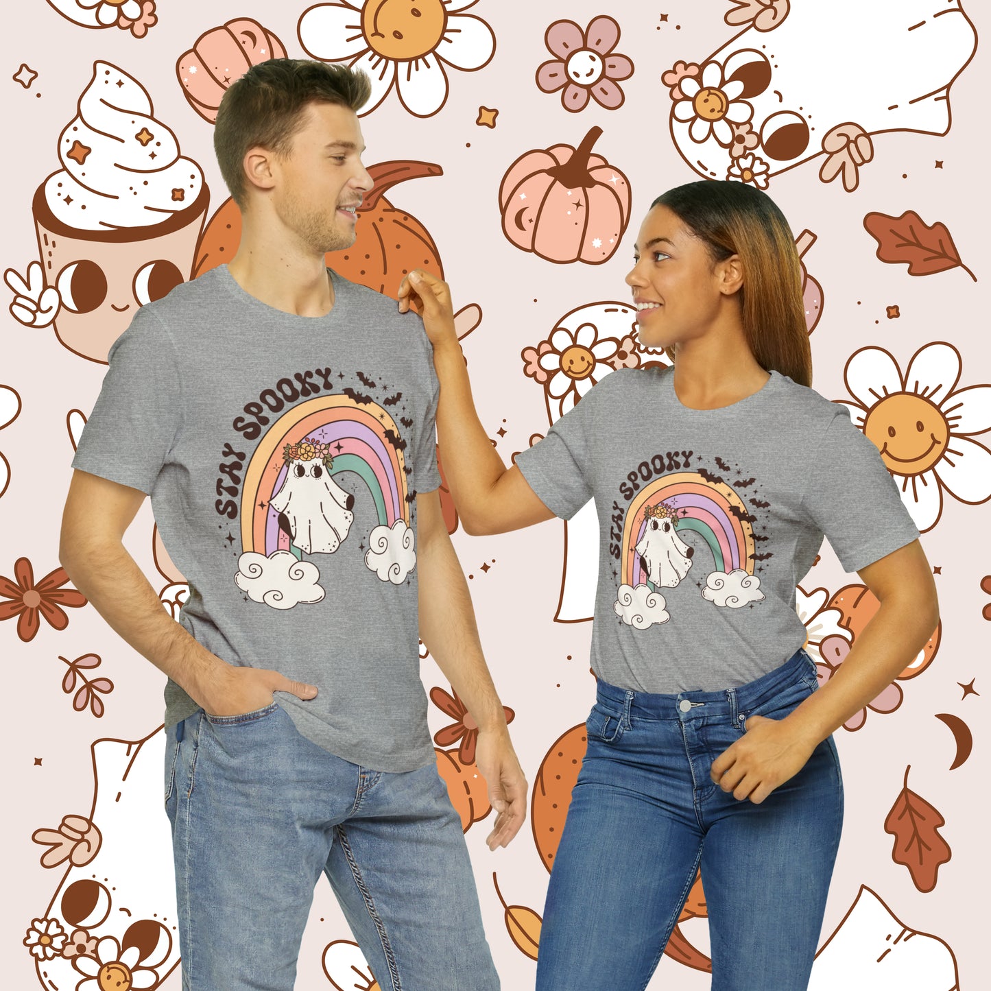 Stay Spooky Retro Groovy Halloween Unisex Jersey Short Sleeve Tee Gifts for Her Gifts For Him