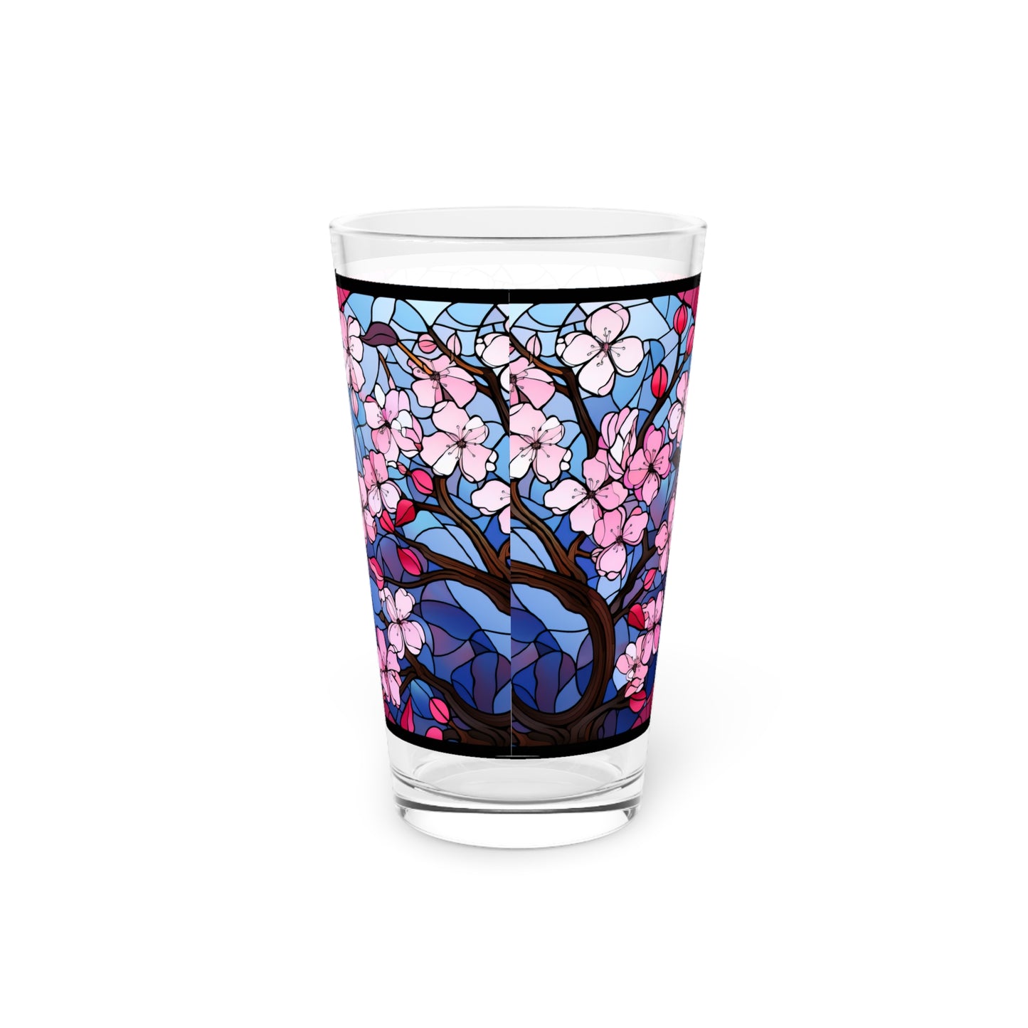 Cherry Blossoms in Full Bloom: A Stained Glass Masterpiece 16oz Pint Glass Gift idea gifts for home decor housewarming gift