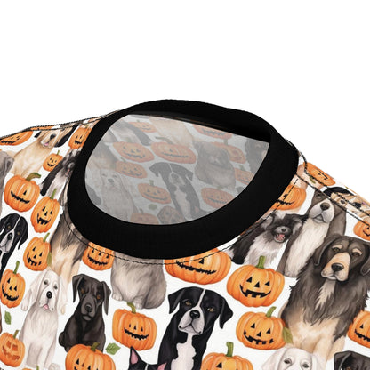 Halloween Dogs and Pumpkins Unisex Cut & Sew Tee (AOP)