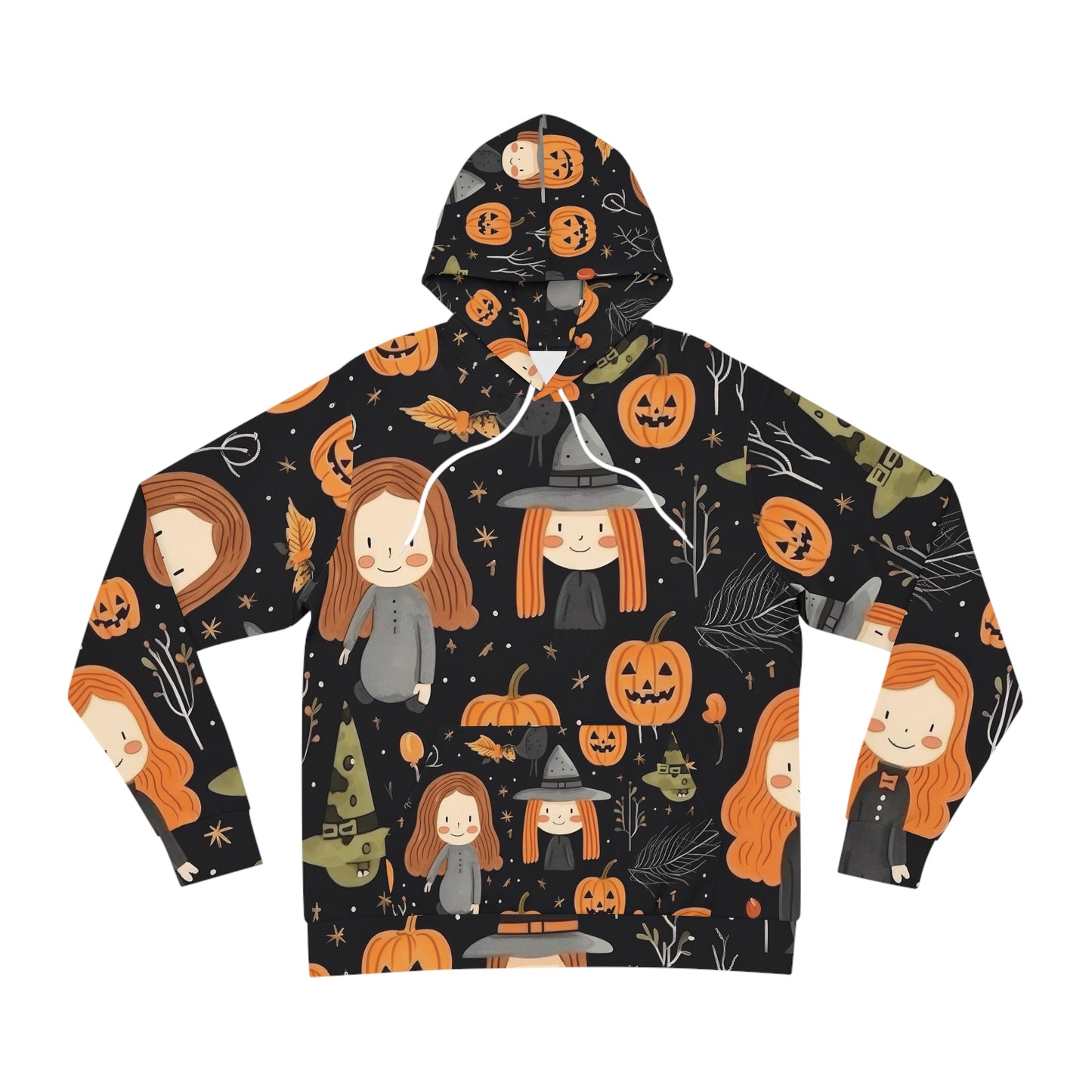 Halloween Trick or Treat Ghosts Witch Hats Jack o Lanterns Fashion Hoodie (AOP)