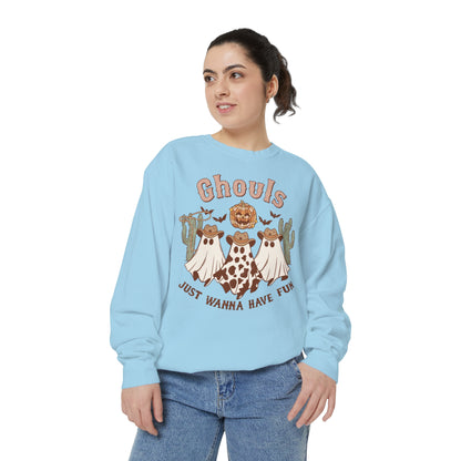 Ghouls Just Wanna Have Fun Western Halloween Unisex Garment-Dyed Sweatshirt
