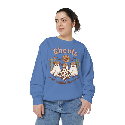 Ghouls Just Wanna Have Fun Western Halloween Unisex Garment-Dyed Sweatshirt