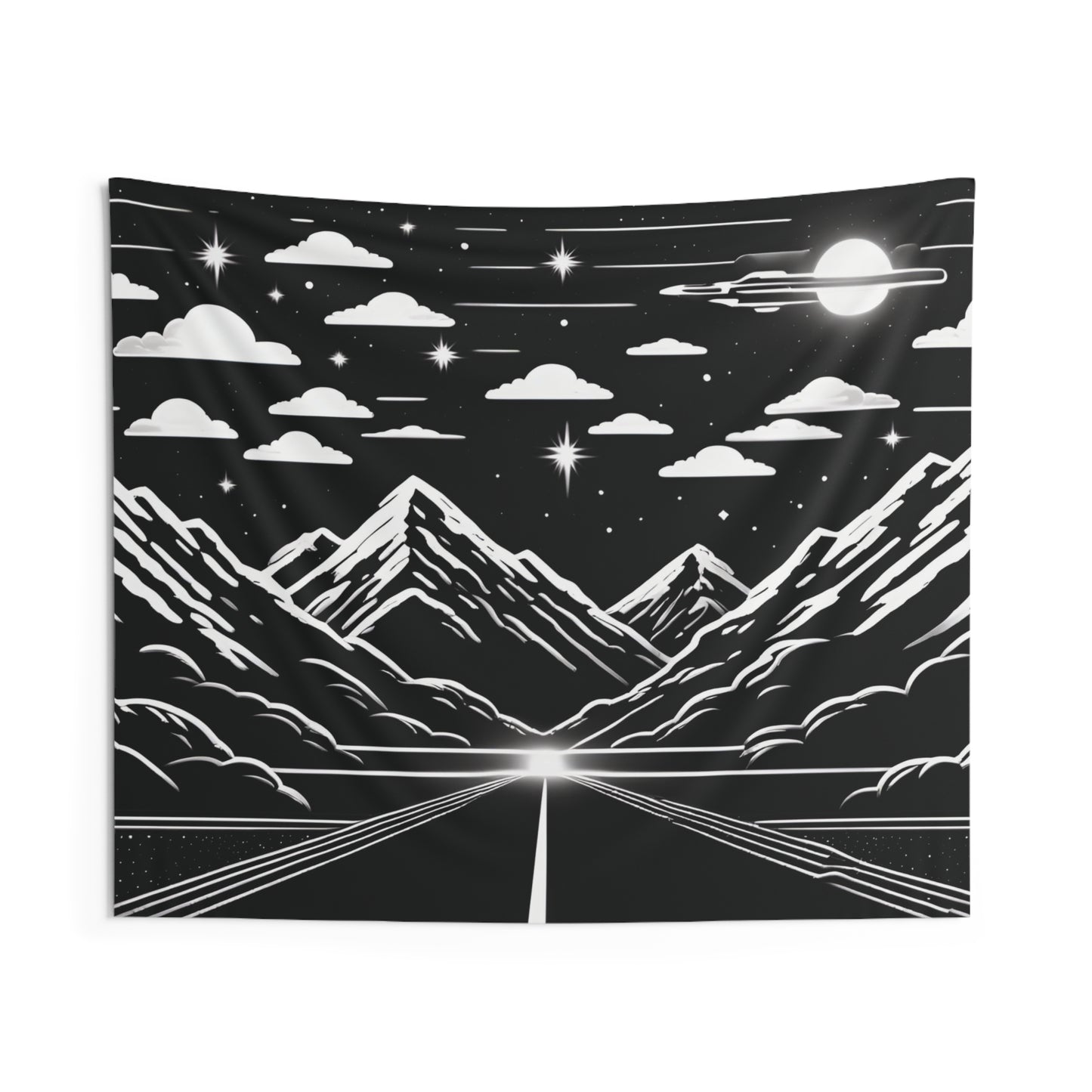 Starry Pathways: Black and White Night Sky Tapestry for Cosmic Ambiance!  Multiple Sizes Dorms, living room, family den,