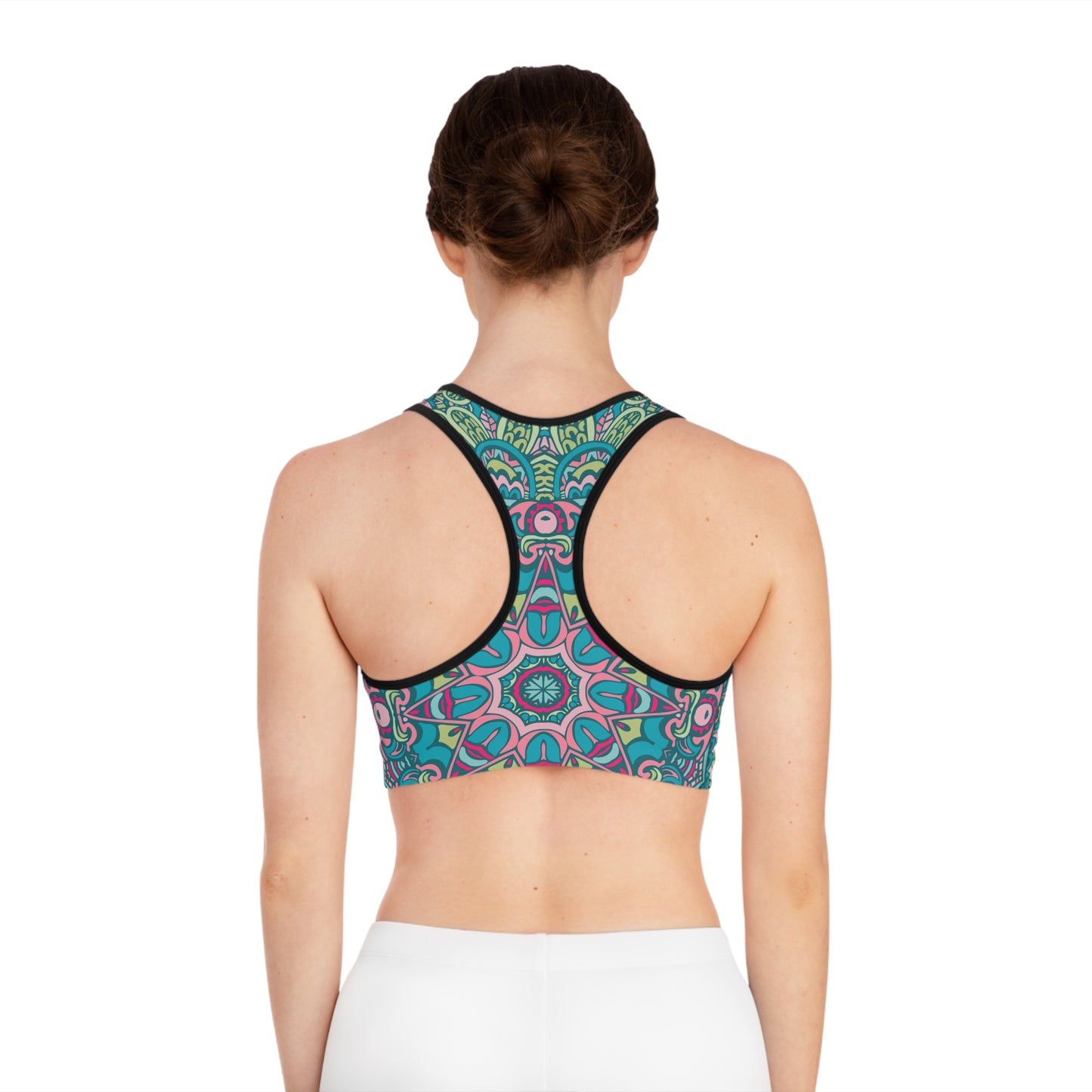 Green and Blue Boho Vibes Sports Bra - AOP Design for Stylish Support Sports Bra (AOP)