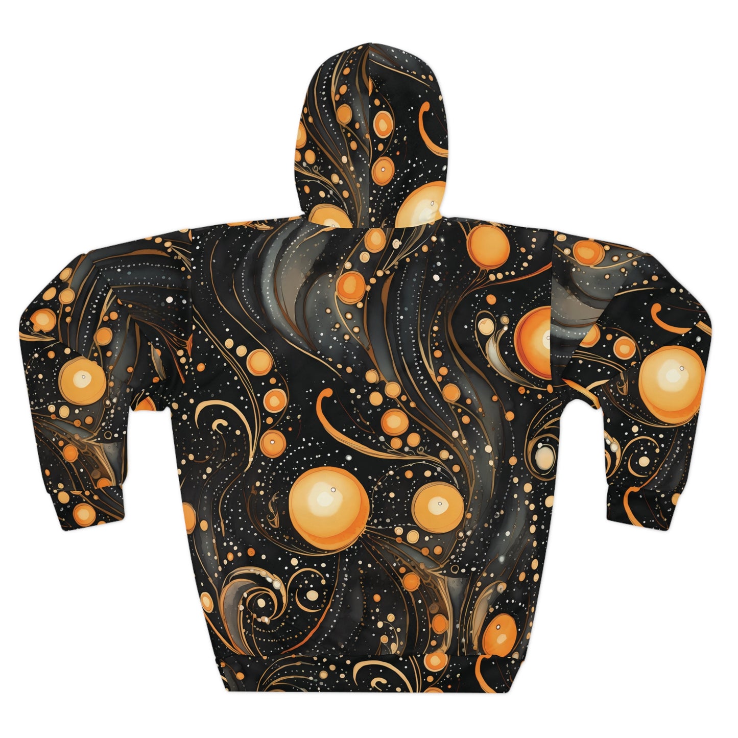 Halloween Yellow and Black Splatter Unisex Pullover Hoodie (AOP) Gifts for Her GIfts for Him