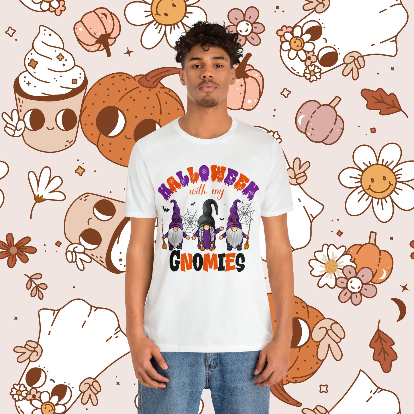 Halloween with my Gnomies Unisex Jersey Short Sleeve Tee Gifts for Him Gifts for Her