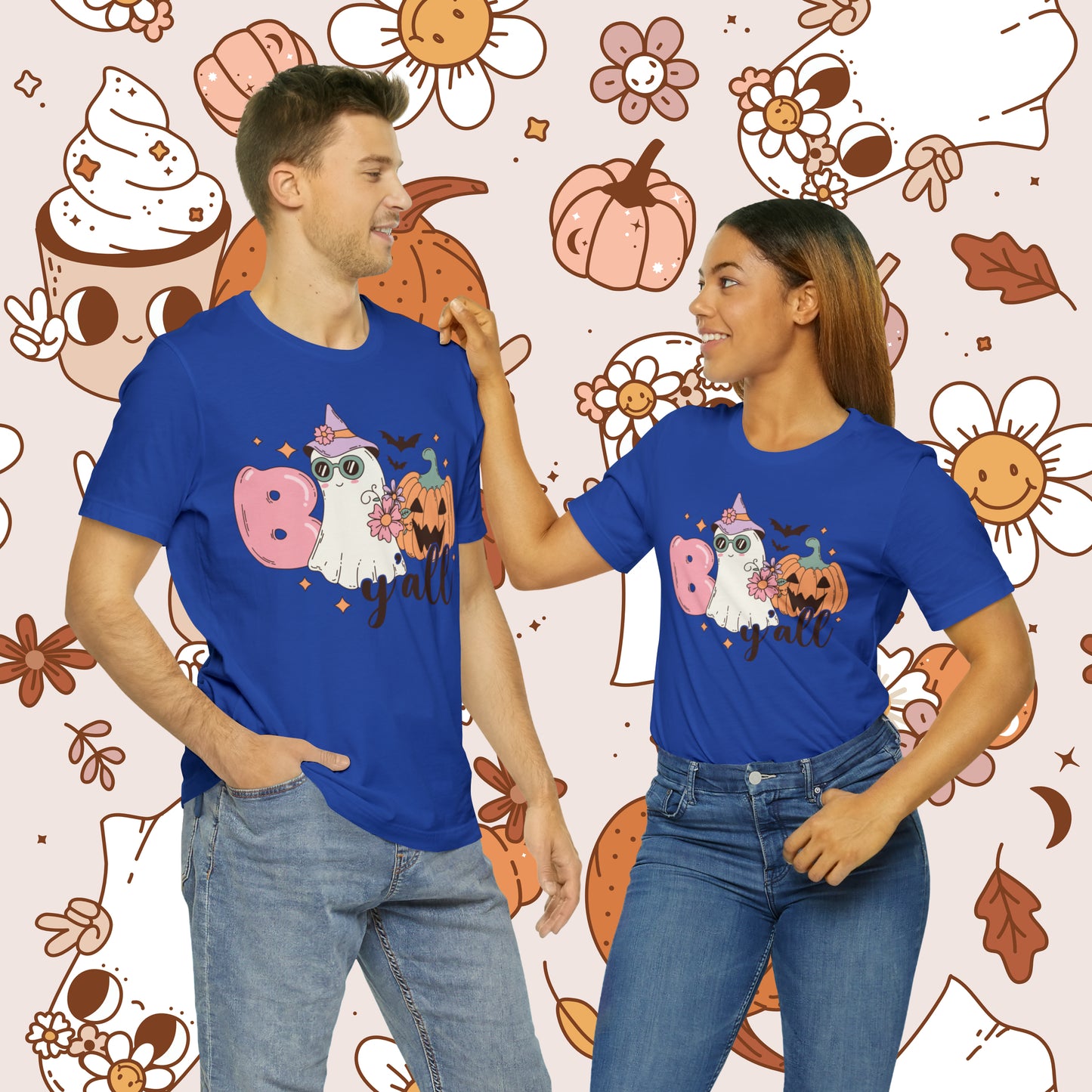 Retro Groovy Boo Y'all Unisex Jersey Short Sleeve Tee Halloween Gifts for Her Gifts for Him