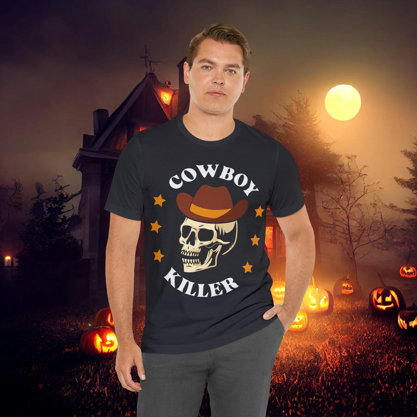 Cowboy Killer Retro Halloween Unisex Jersey Short Sleeve Tee Gifts for Him Gifts for Her