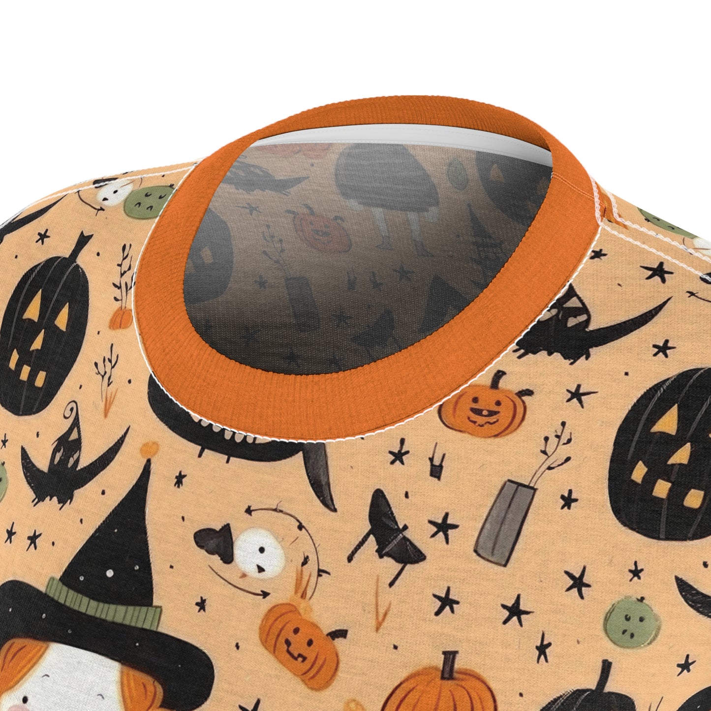 Halloween Trick or Treat Ghosts Witch Hats Jack o Lanterns Women's Cut & Sew Tee (AOP)