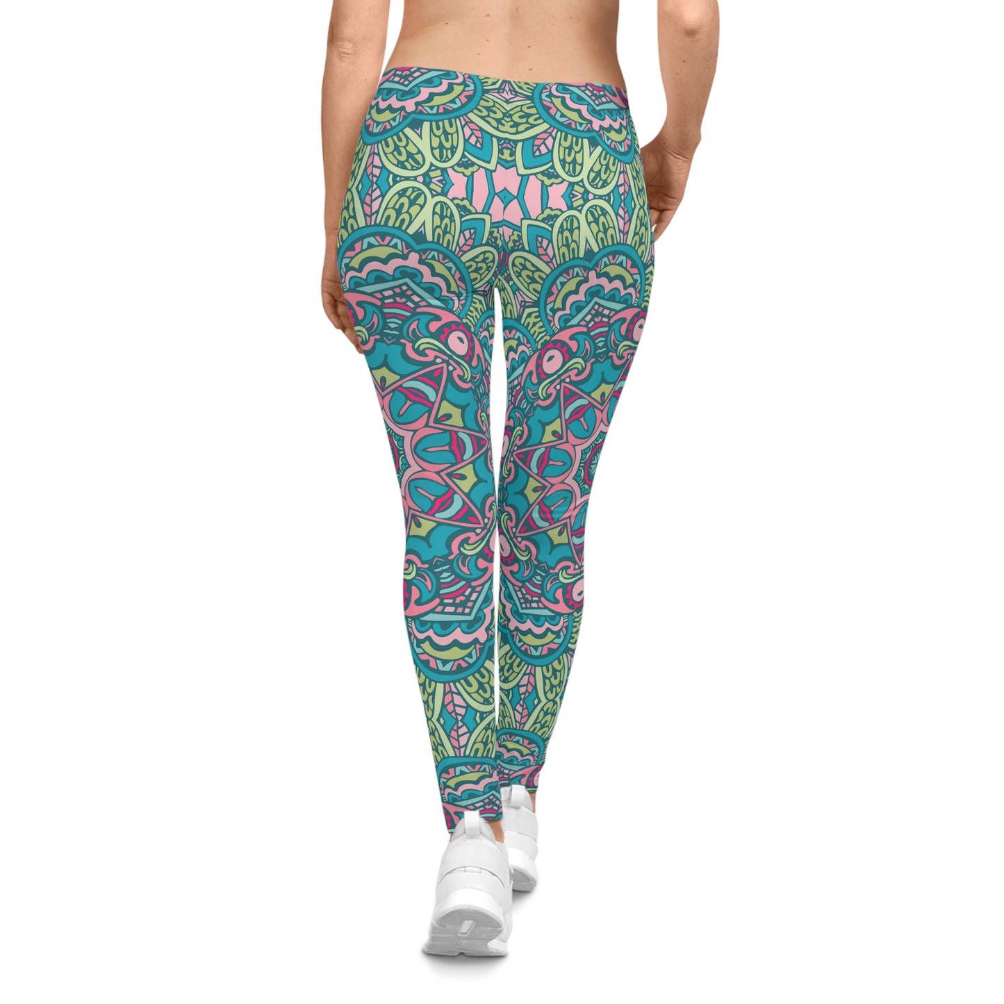 Boho Chic Everyday: All Over Print Women's Casual Leggings with Green Boho Vibes