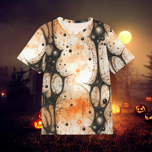 Halloween Yellow Orange Spider Webs oozing and Dark Streaks Men's Sports Jersey (AOP)