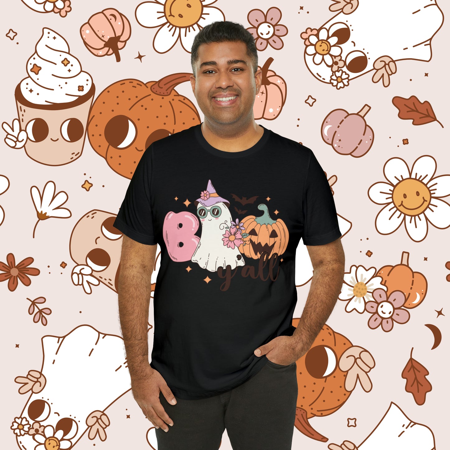 Retro Groovy Boo Y'all Unisex Jersey Short Sleeve Tee Halloween Gifts for Her Gifts for Him