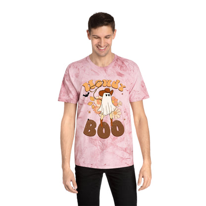 Cowboy Ghost saying Howdy Boo Retro Halloween Unisex Color Blast T-Shirt Gifts for her