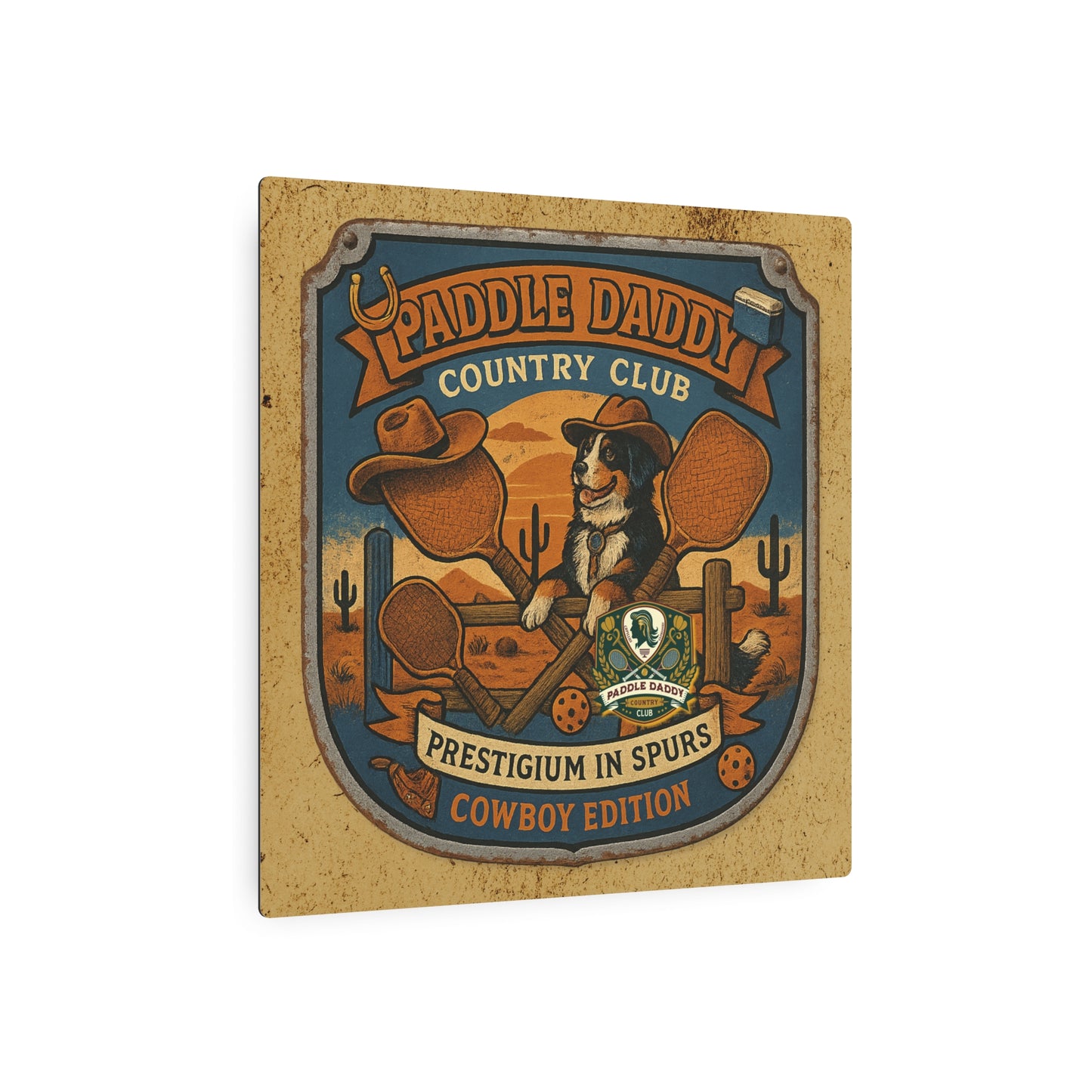 Cowboy Edition Metal Sign  Paddle Daddy Country Club Western Decor, Funny Ranch Wall Art, Chloe Dog Desert Badge