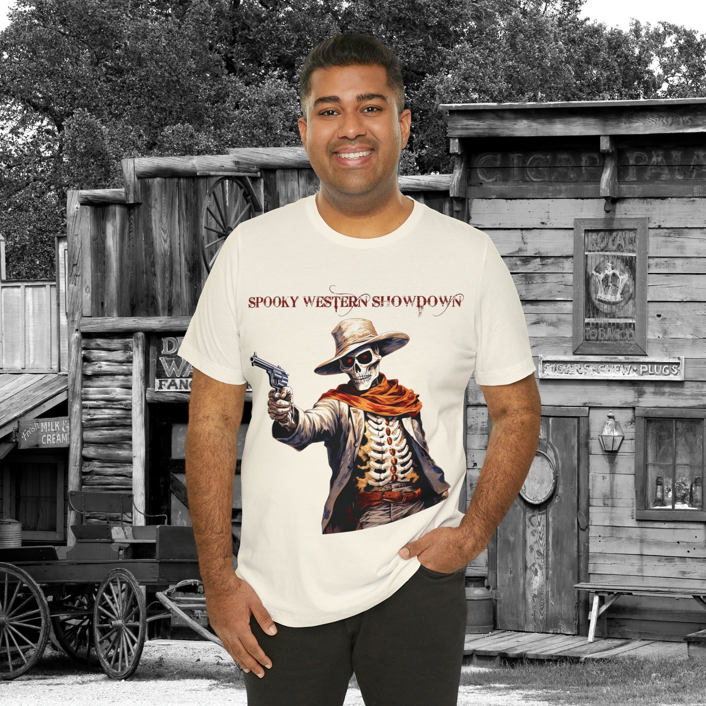 Spooky Western Showdown Western Halloween Unisex Jersey Short Sleeve Tee Gifts For Her Gifts For Him