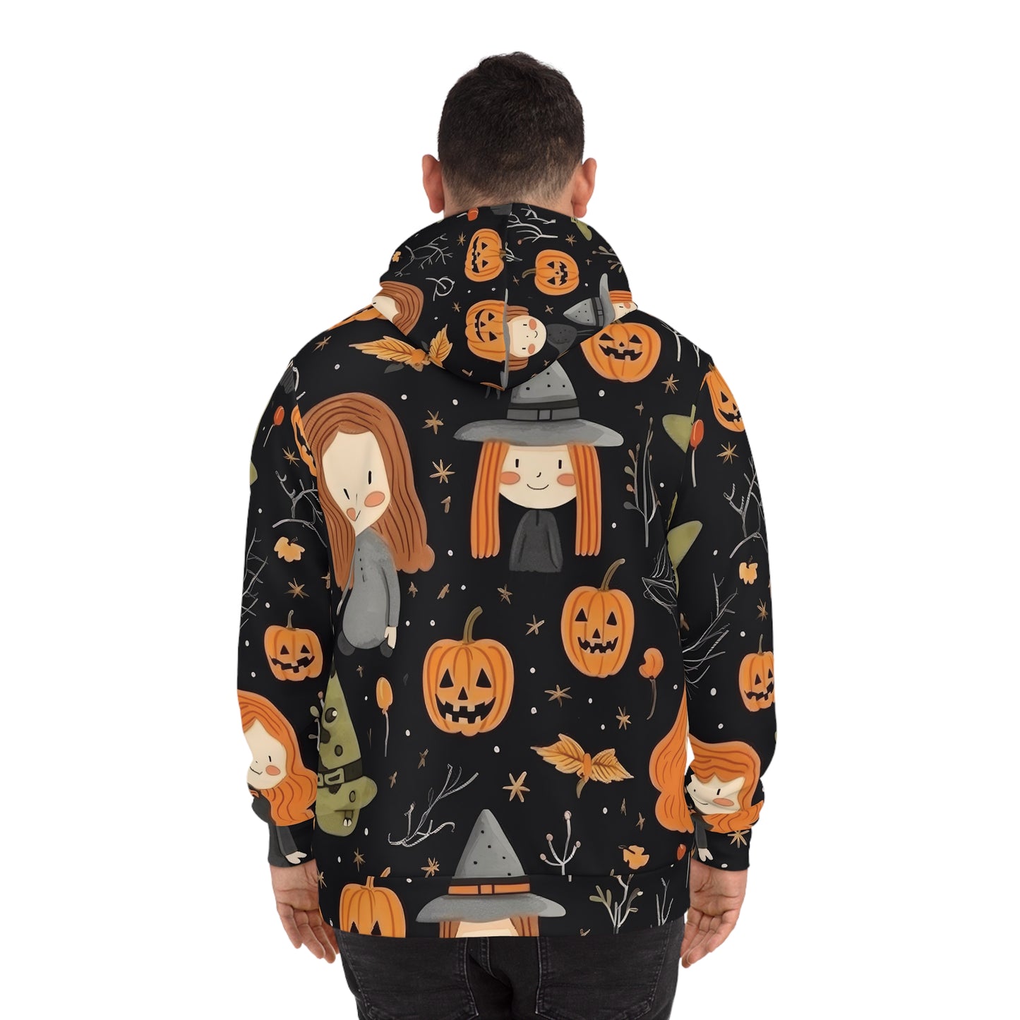 Halloween Trick or Treat Ghosts Witch Hats Jack o Lanterns Fashion Hoodie (AOP)