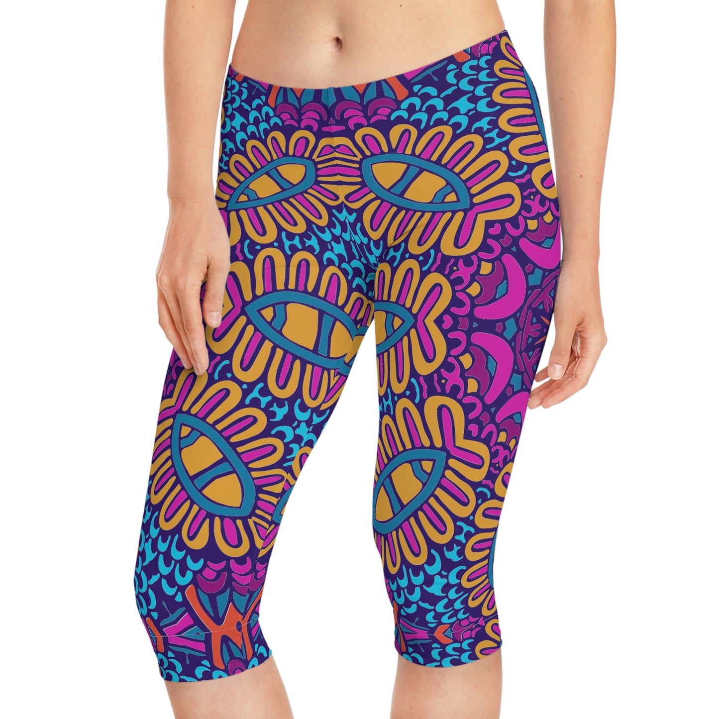 Boho Bliss: Vibrant Print Women's Leggings Women's Capri Leggings (AOP)