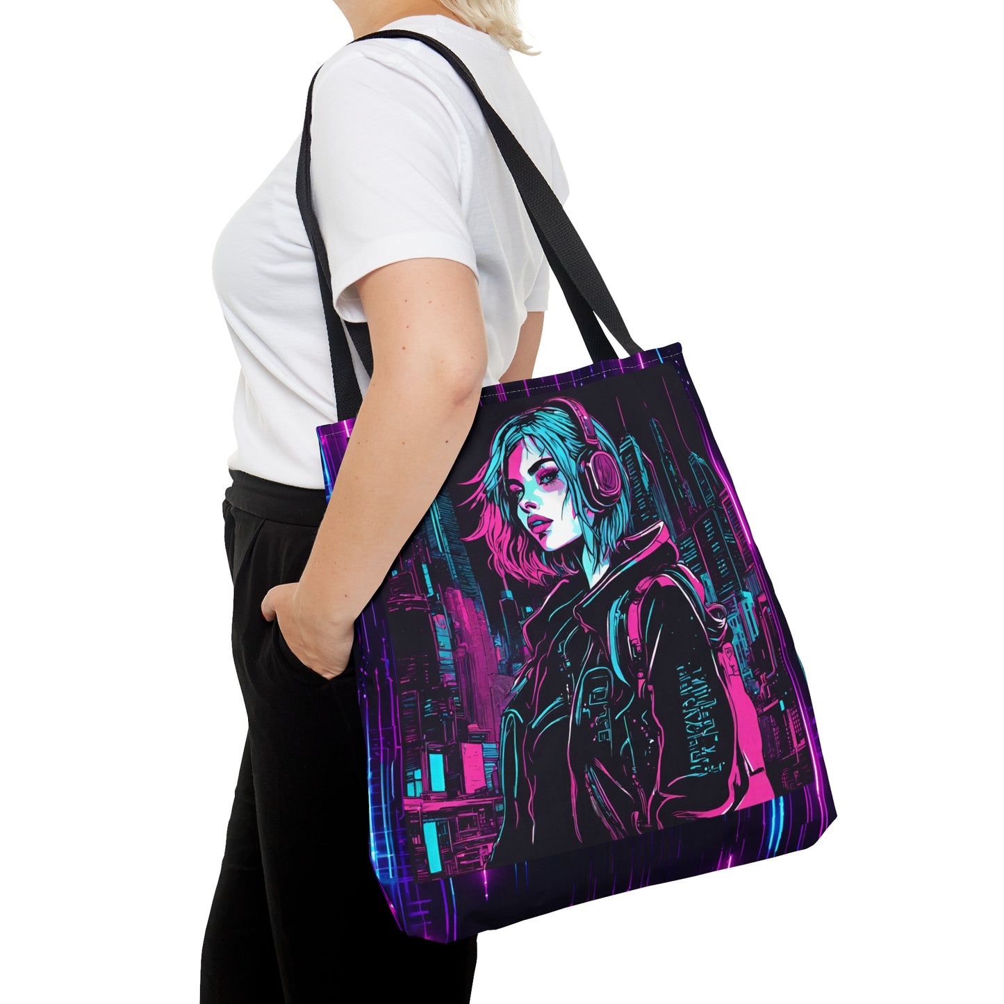 Neon Futuristic Lights Cyberpunk AOP Tote Bag