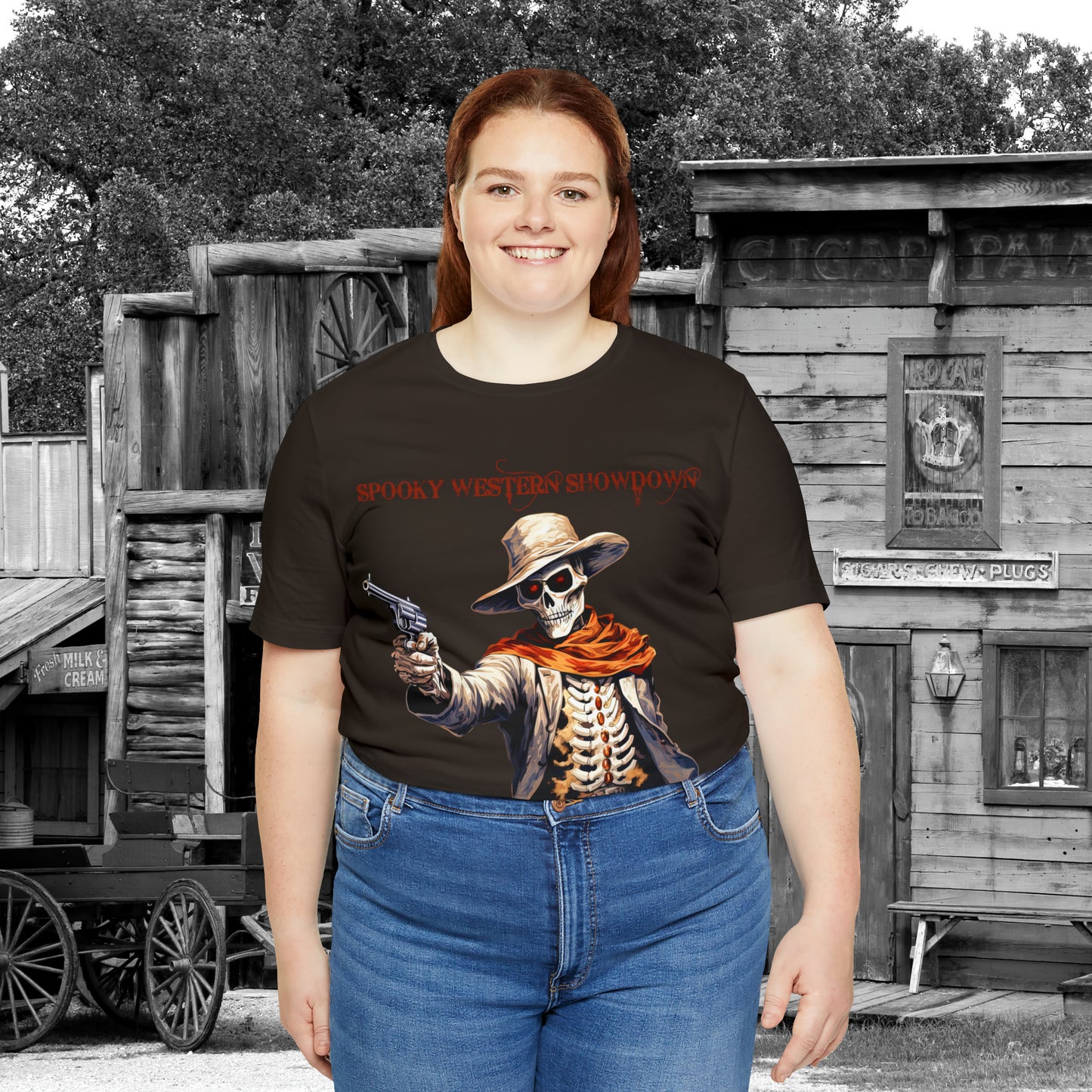 Spooky Western Showdown Western Halloween Unisex Jersey Short Sleeve Tee Gifts For Her Gifts For Him