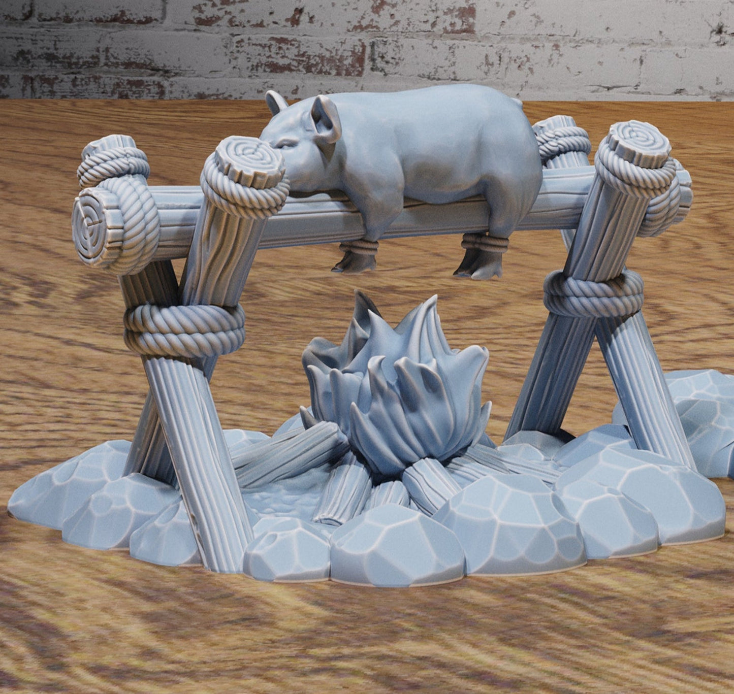 Bandit Camp Scatter Terrain – Campfires, Roasting Pig, Cooking Pot, Banner & Axe