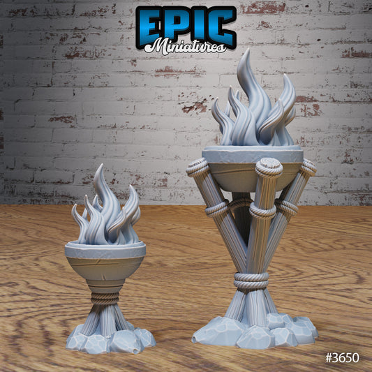 Bandit Camp Scatter Terrain – Watch Fire & Standing Torches