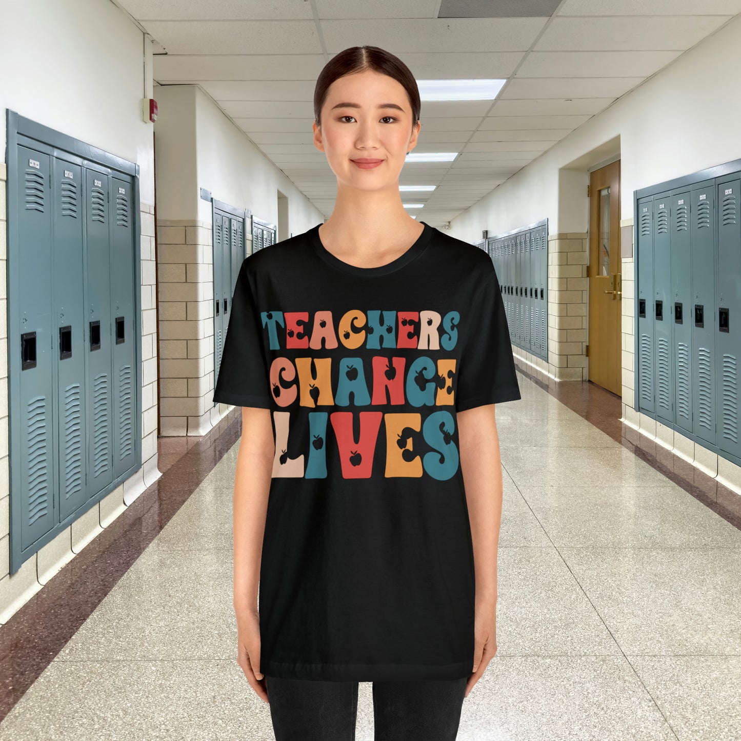 Colorful Teachers Change Lives Back to School Unisex Jersey Short Sleeve Tee Gifts for him, Gifts for Her