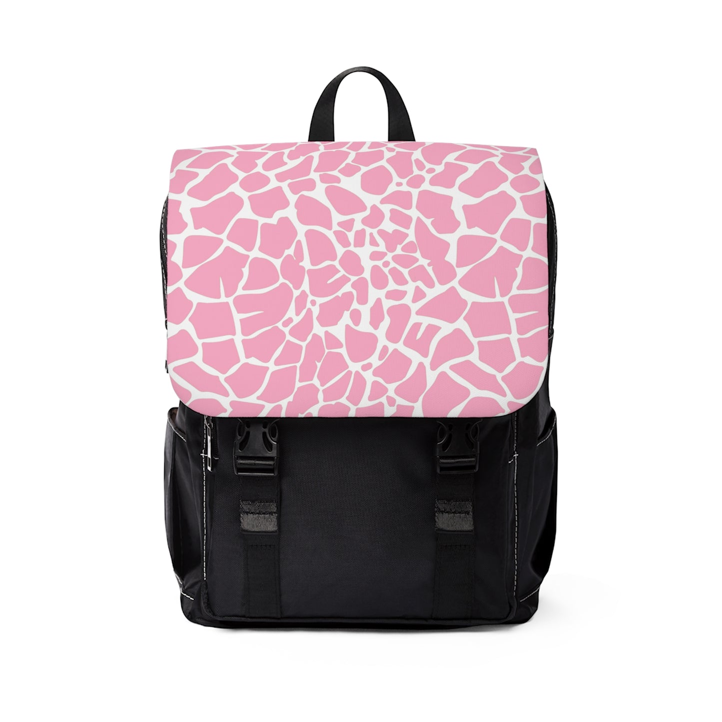 Pink Giraffe Print Back to School Unisex Casual Shoulder Backpack