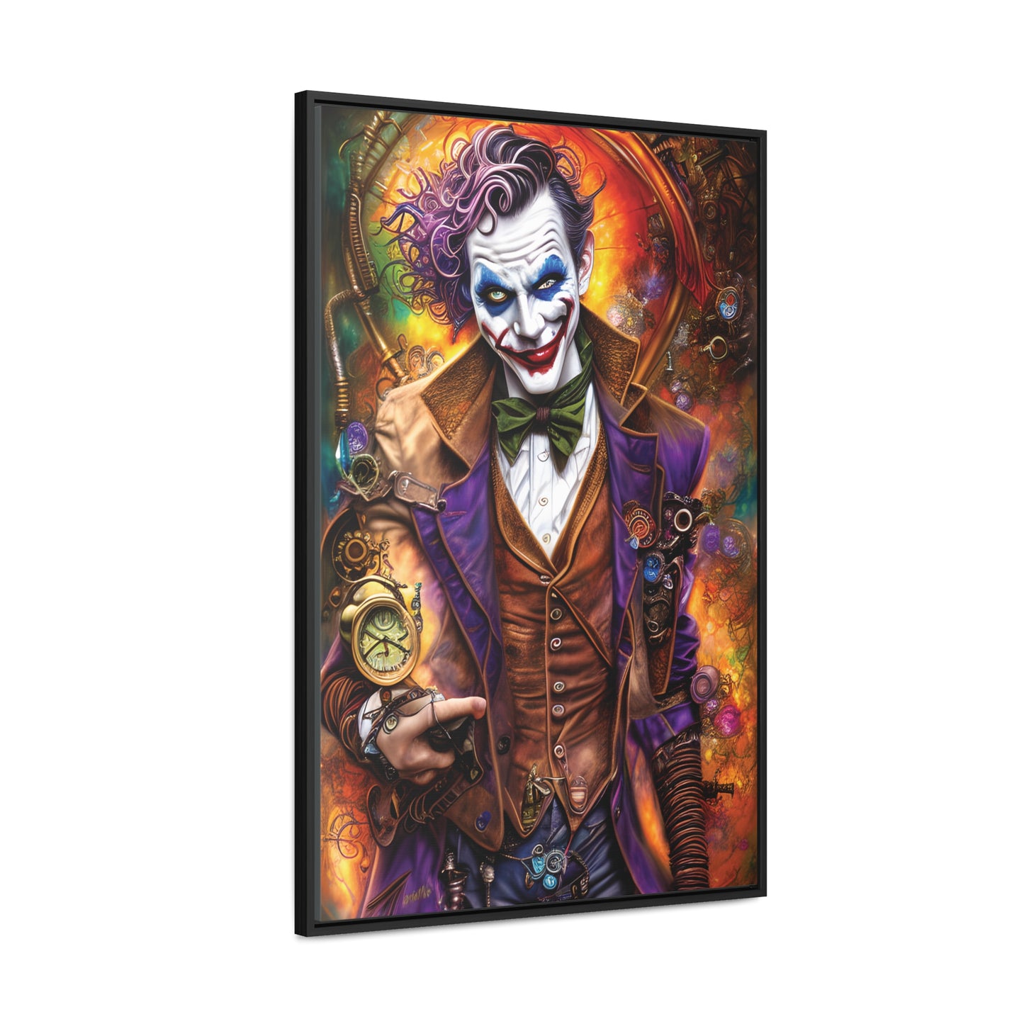 Steampunk-Joker-Hearts-Tribal-Fractal Gallery Canvas Wraps, Vertical Frame