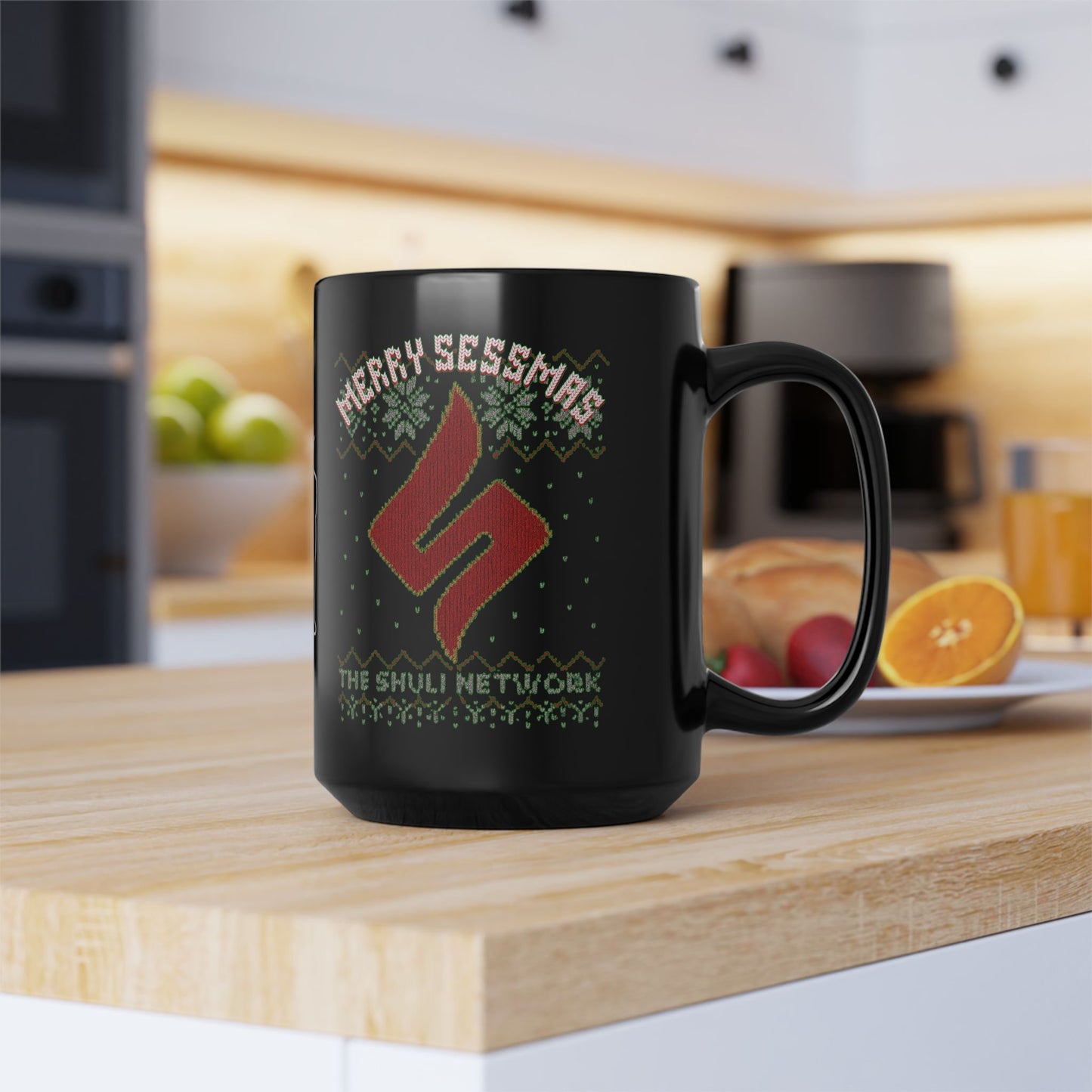 Mug - 'Merry Sessmas' Holiday Black 15oz Coffee Mug (The Shuli Network)