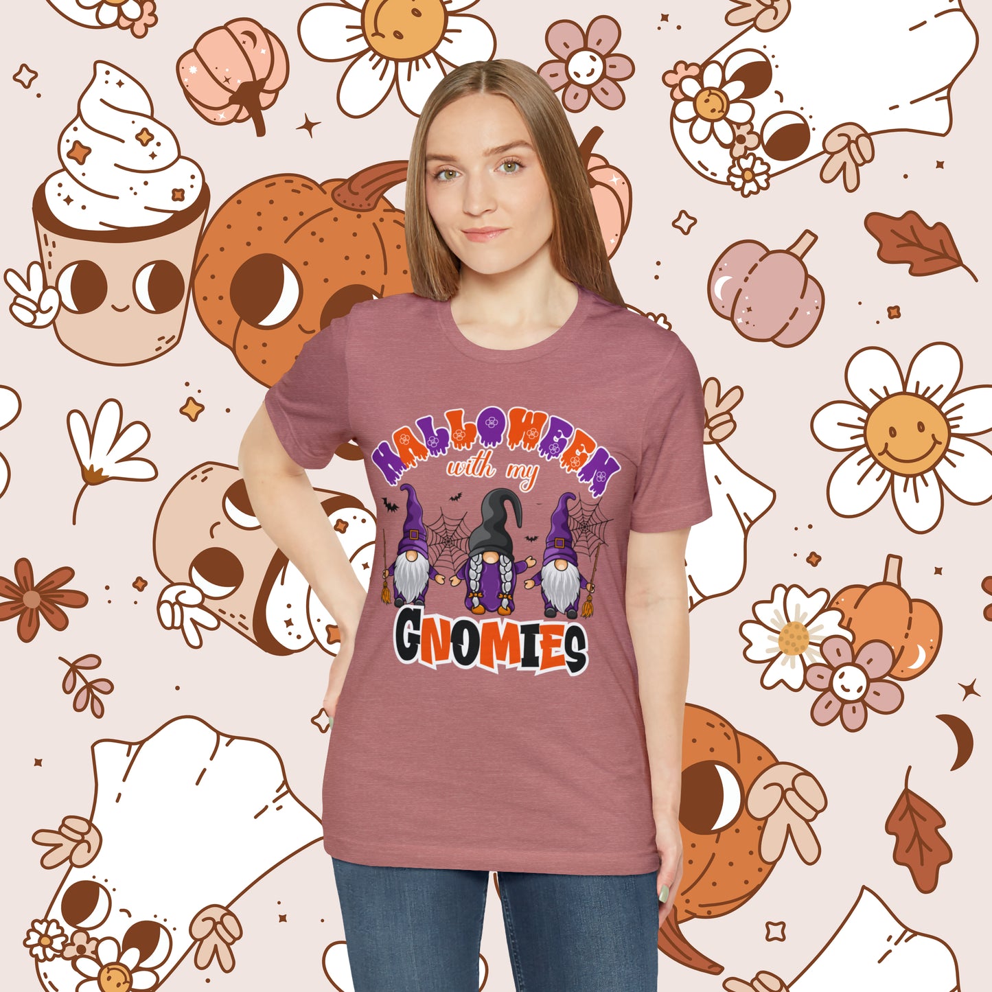 Halloween with my Gnomies Unisex Jersey Short Sleeve Tee Gifts for Him Gifts for Her