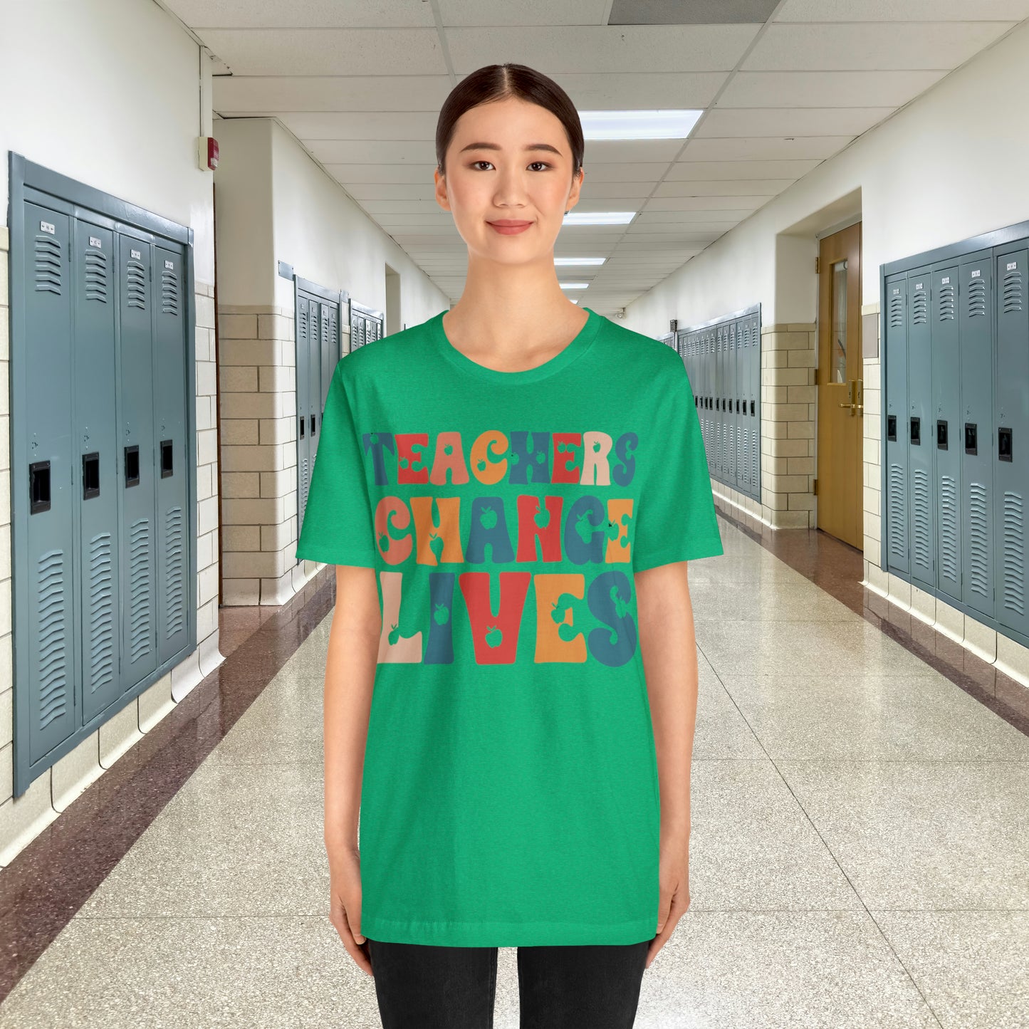 Colorful Teachers Change Lives Back to School Unisex Jersey Short Sleeve Tee Gifts for him, Gifts for Her