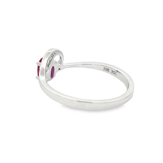 .02ct Created Ruby Diamond Ring 10KT White Gold