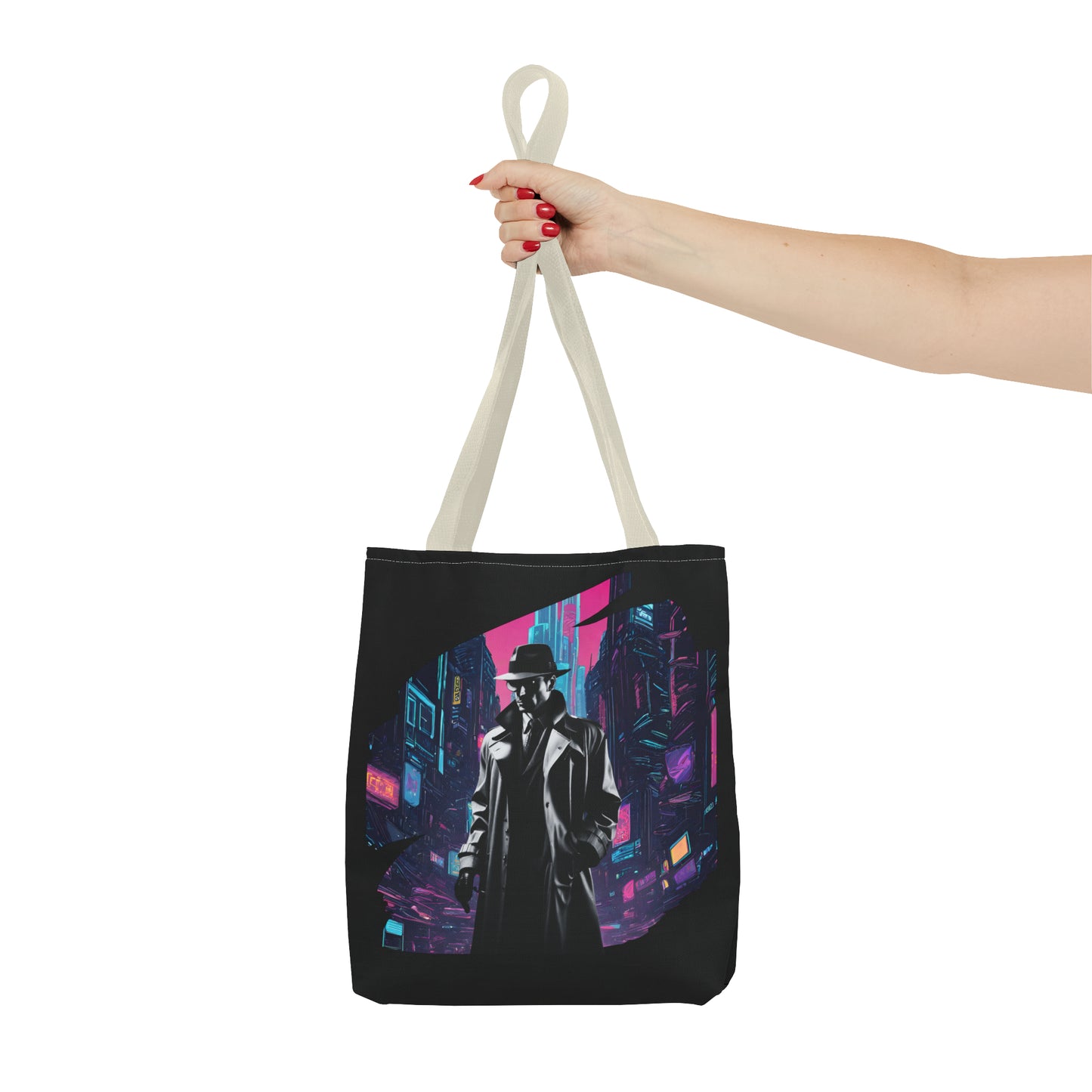 Cyberpunk Chic  Film Noir Detective AOP Tote Bag