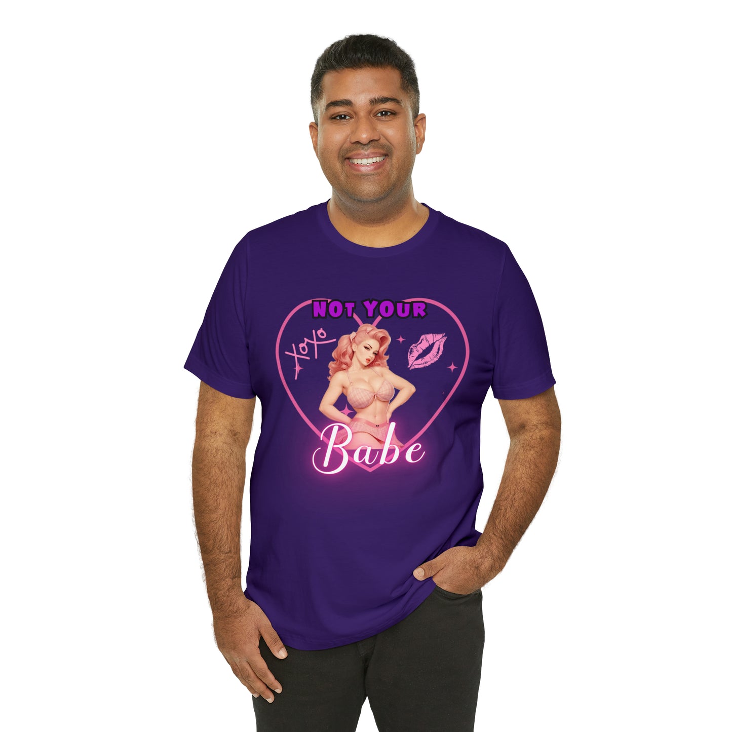 Vintage Pink Pinup Girl "Not Your Babe" on a Bella+Canva 3001 Unisex Jersey T-Shirt - A Must-Have Gift for her