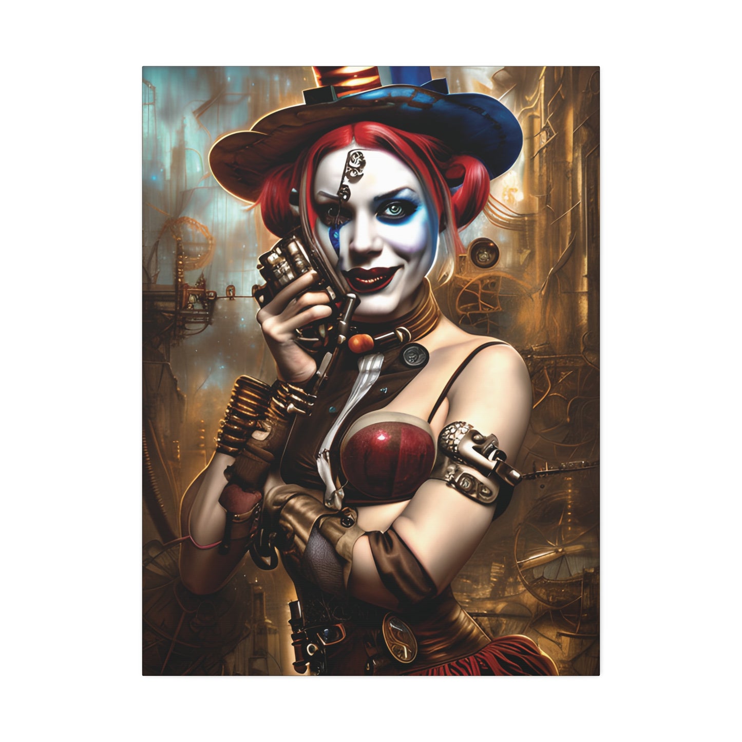 Hyper Realistic Steampunk Harley Quinn Canvas Stretched, 1.5''