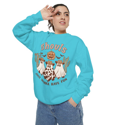 Ghouls Just Wanna Have Fun Western Halloween Unisex Garment-Dyed Sweatshirt