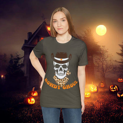 Howdy Ghoul Skeleton Sheriff Retro Halloween Unisex Jersey Short Sleeve Tee Gifts for her