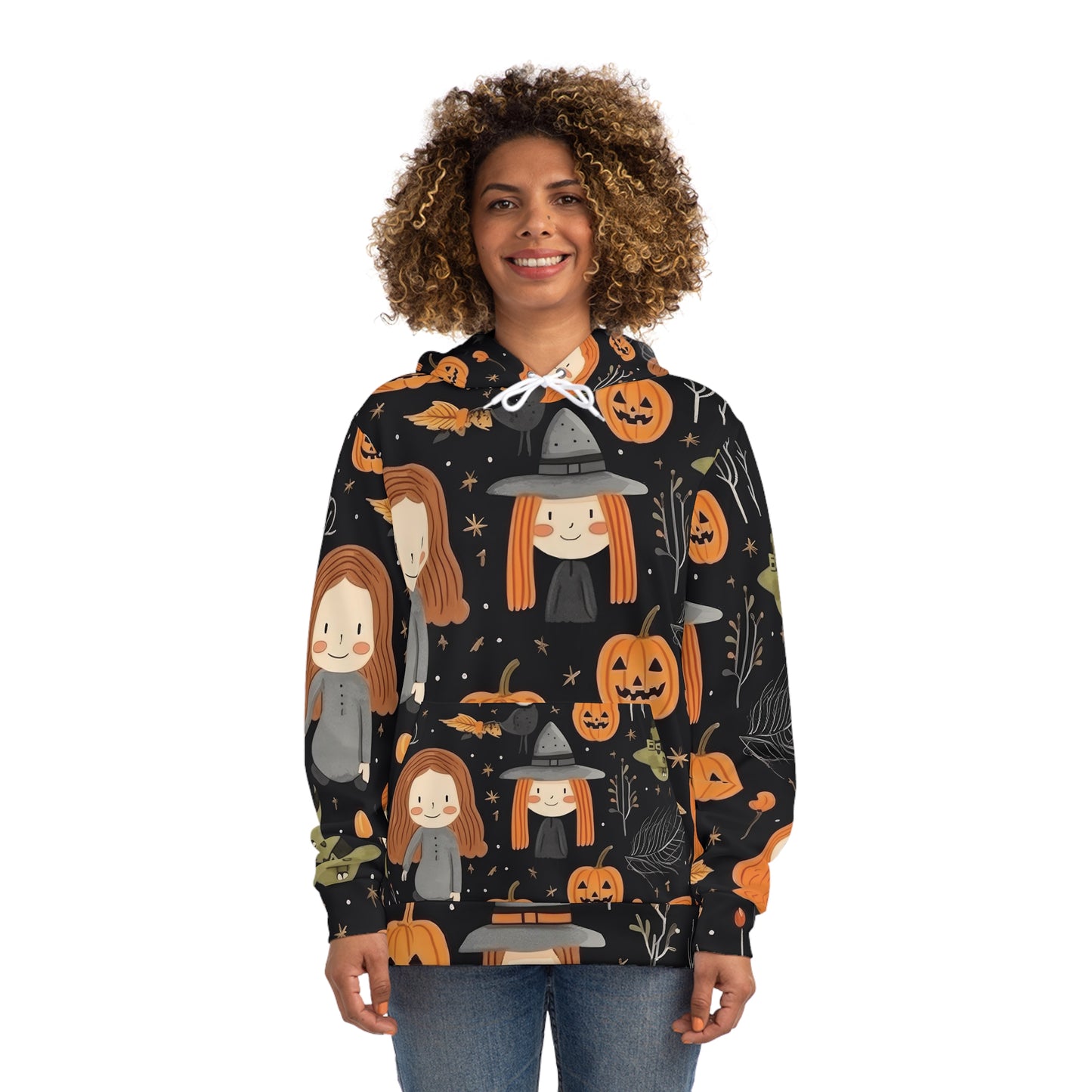 Halloween Trick or Treat Ghosts Witch Hats Jack o Lanterns Fashion Hoodie (AOP)