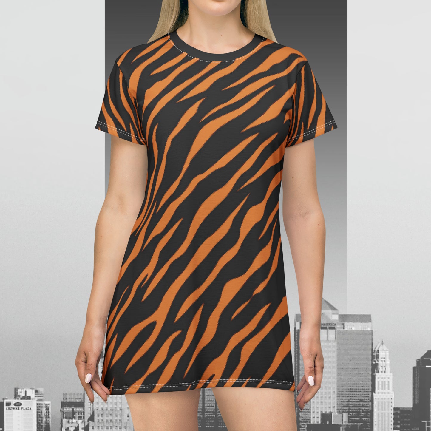 Wild Tiger Print T-Shirt Dress (AOP)