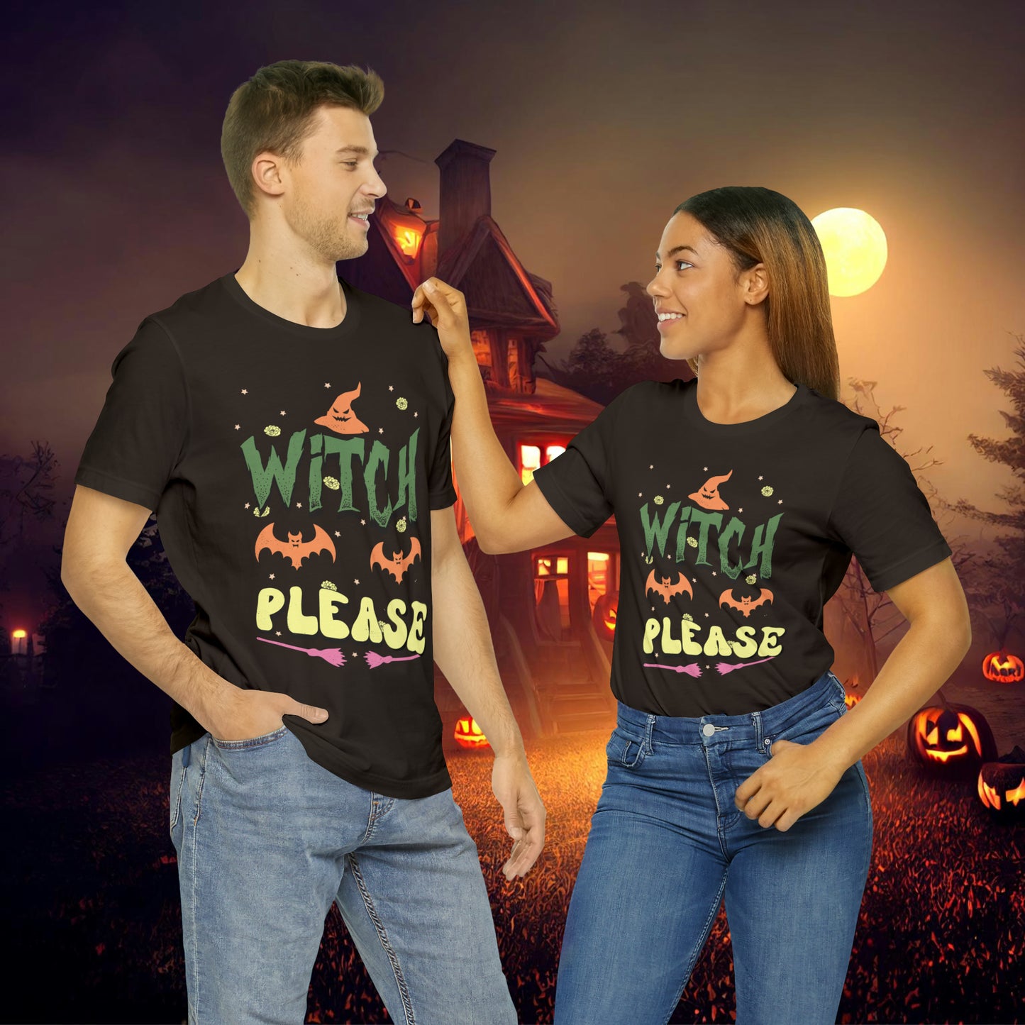 Witch Please Retro Groovy Halloween Unisex Jersey Short Sleeve Tee Gifts for Her Gifts for him